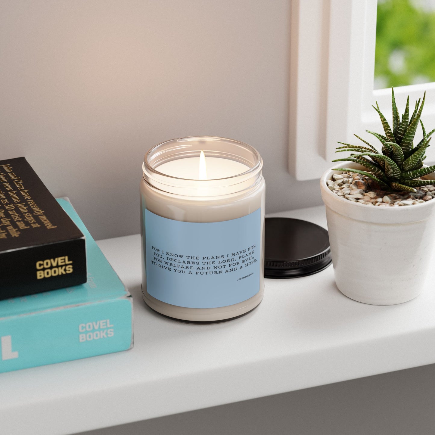 Jeremiah 29:11 Hope Scripture Candle Blue
