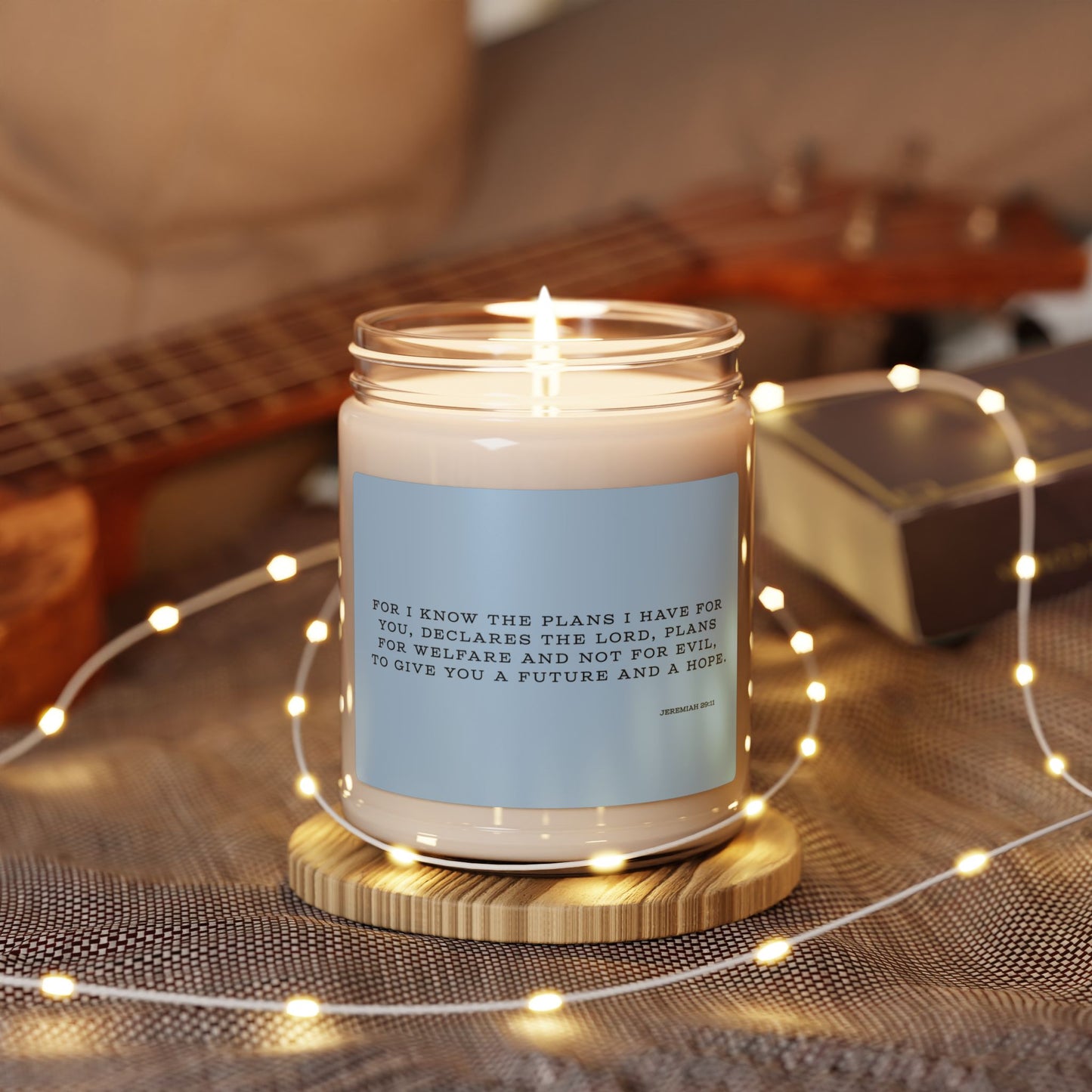 Jeremiah 29:11 Hope Scripture Candle Blue
