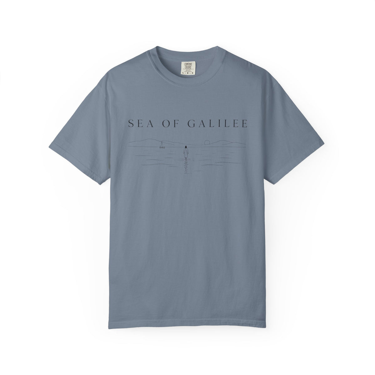 Sea of Galilee Minimalist Tee — White Christian Faith Graphic T-Shirt