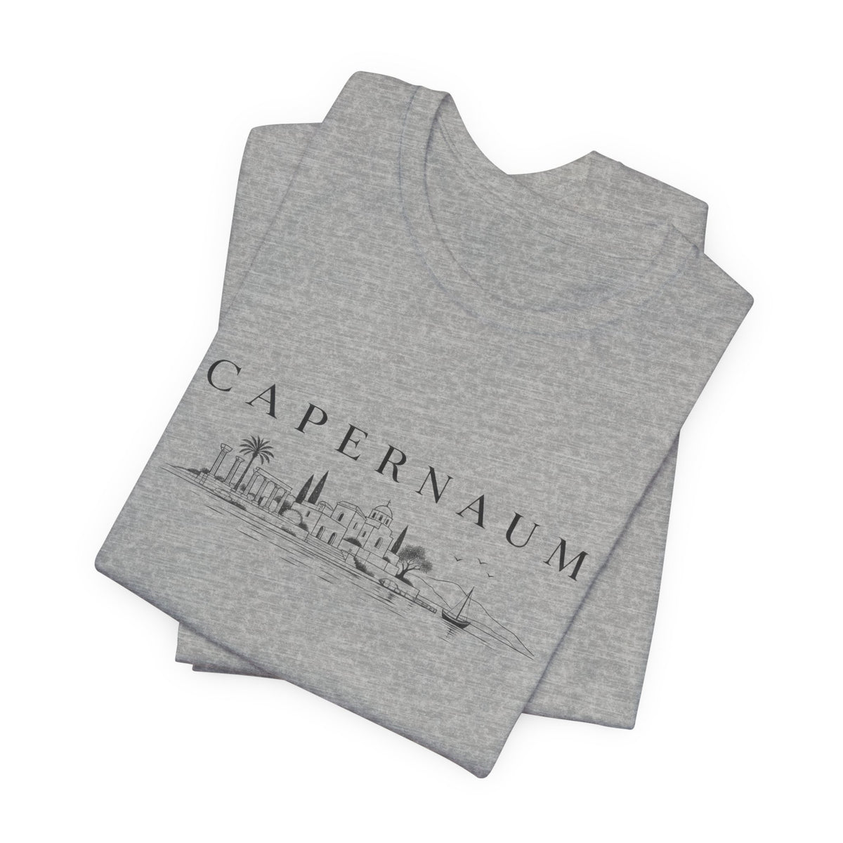Capernaum Scenic Tee — Minimal Israel Skyline T-Shirt