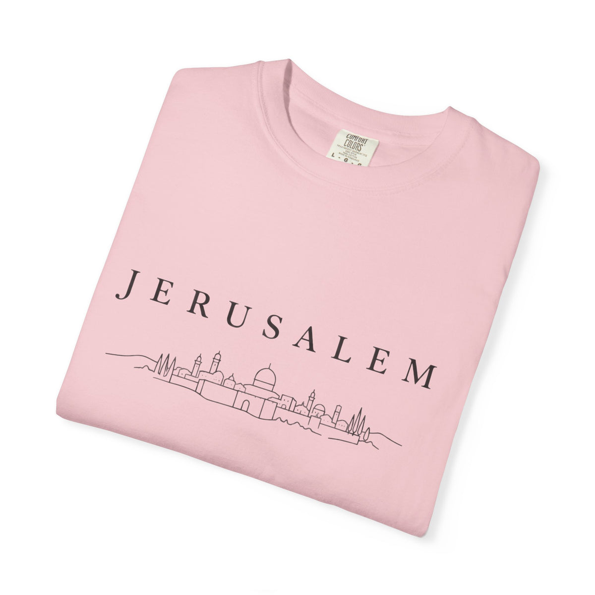 Jerusalem Minimal Skyline T-Shirt — Jerusalem Script Cityscape Tee